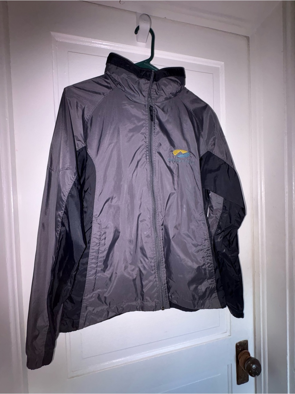 Gray Columbia Grand Peaks Windbreaker Jacket with Hood -